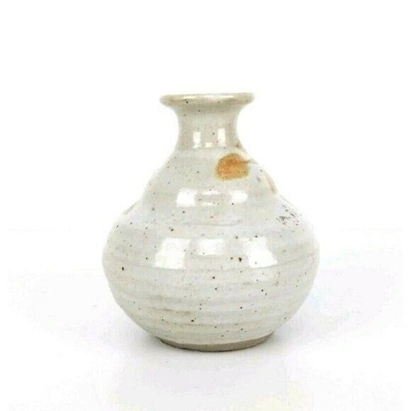 Vintage 60s MCM Stoneware Studio Art Botanical Pottery Bud Vase Signed JF - Picture 3 of 7
